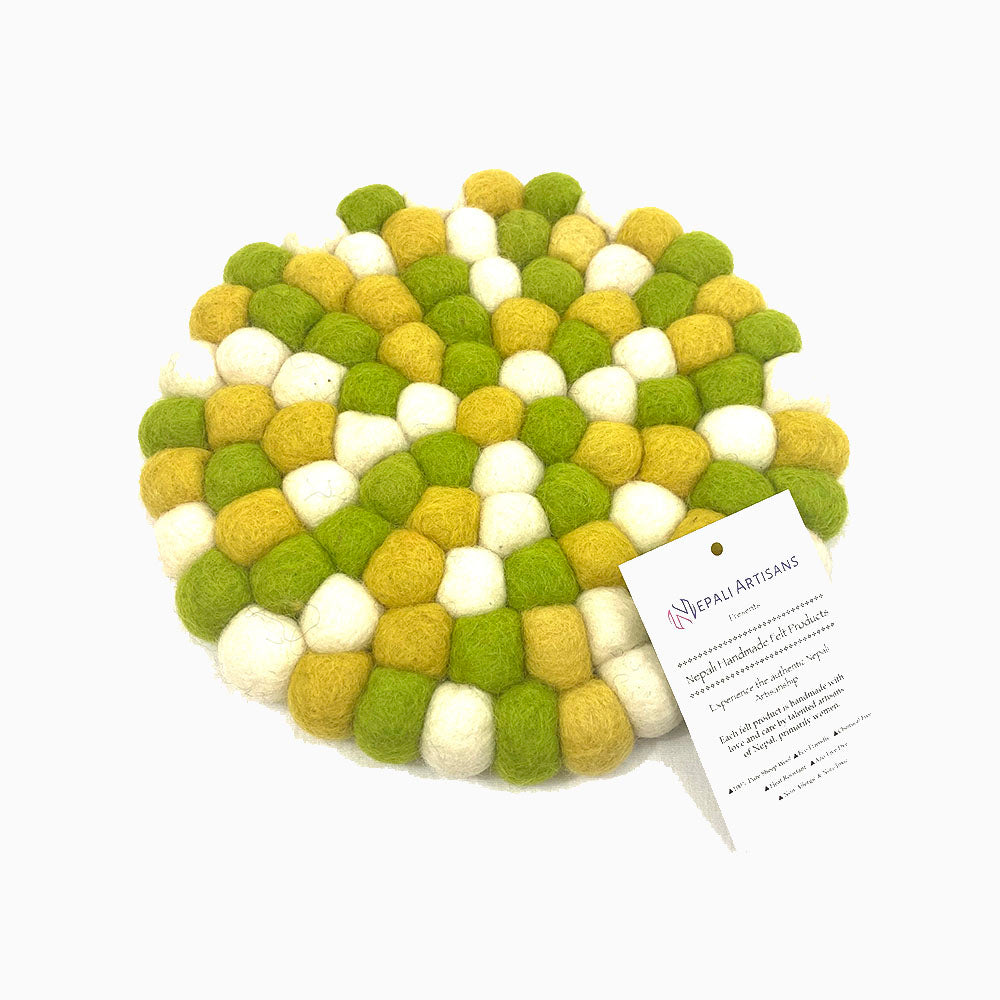 Lime Green Felt Ball Trivet