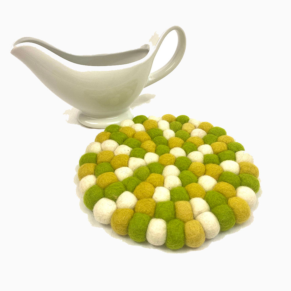 Lime Green Felt Ball Trivet