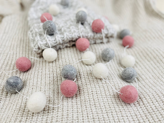 Pastel Pink Felt Ball Garland
