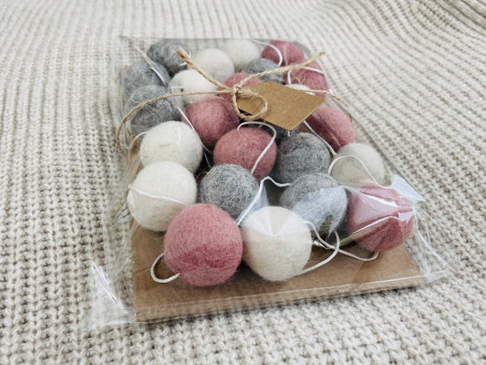 Pastel Pink Felt Ball Garland