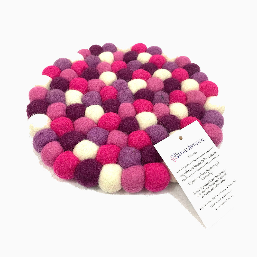 Pink and Purple Felt Ball Trivet
