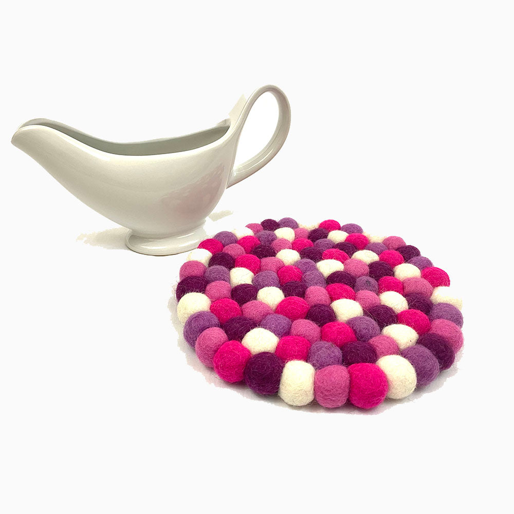 Pink and Purple Felt Ball Trivet