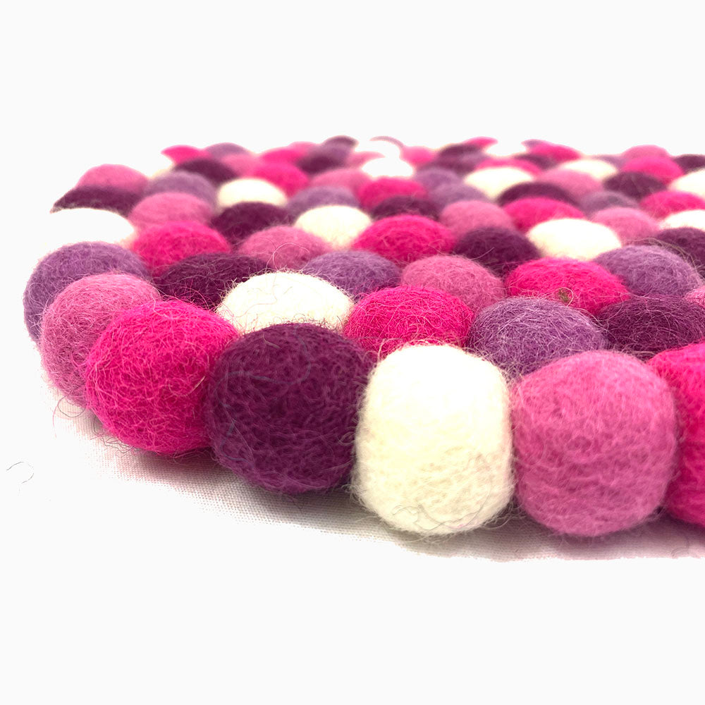 Pink and Purple Felt Ball Trivet