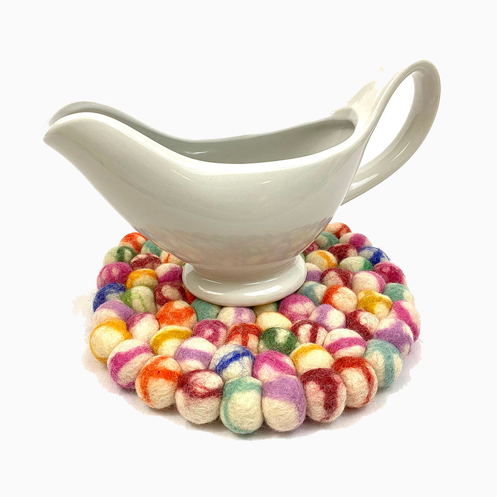 Tie Dye Felt Ball Trivet