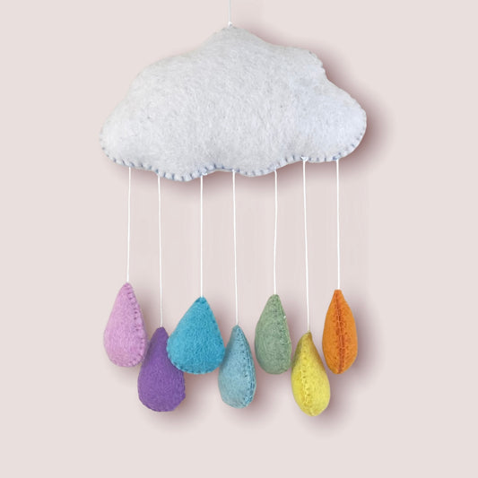 Pastel Rainbow Raindrops Nursery Mobile