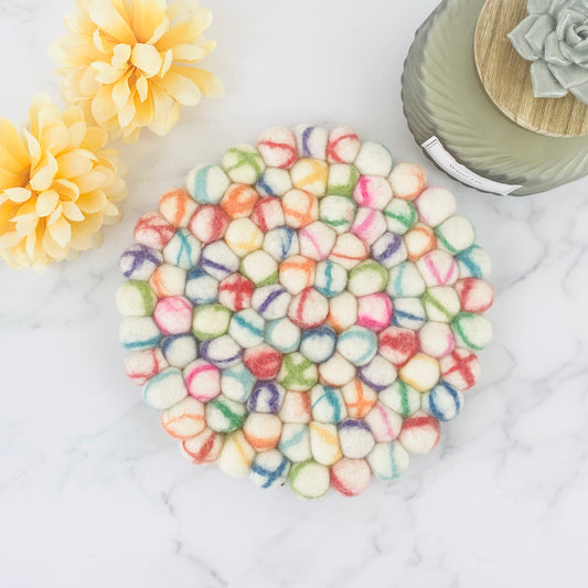 Tie Dye Felt Ball Trivet