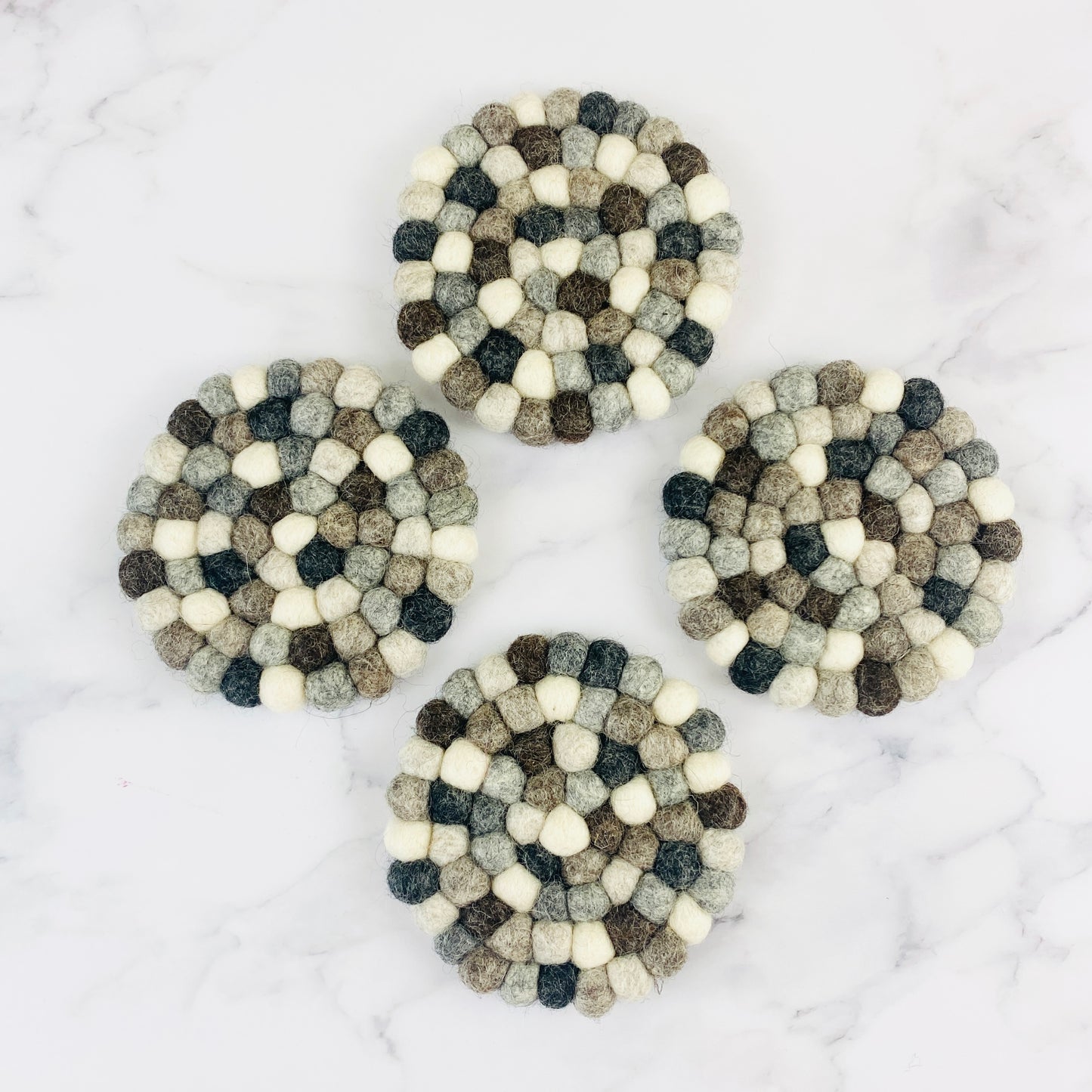 Neutral Felt Ball Coaster Set