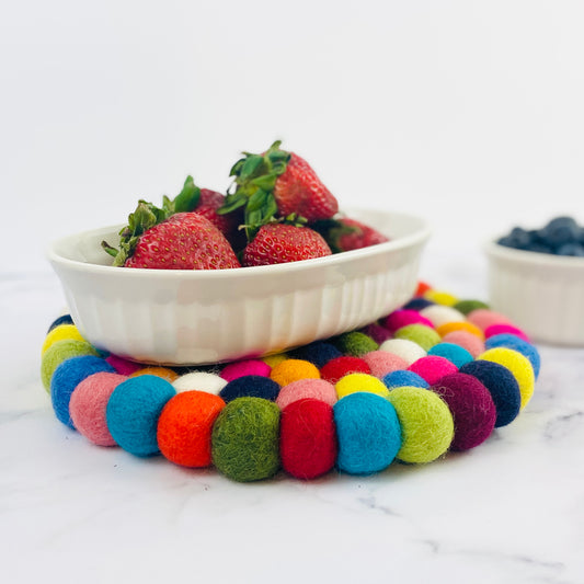 Rainbow Felt Ball Trivet