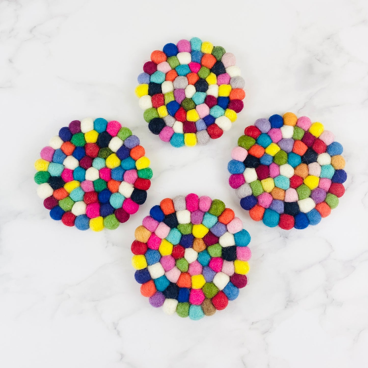 Rainbow Felt Ball Coaster Set