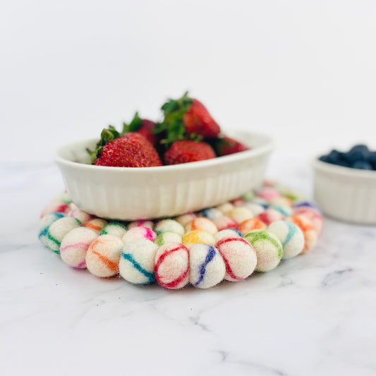 Tie Dye Felt Ball Trivet