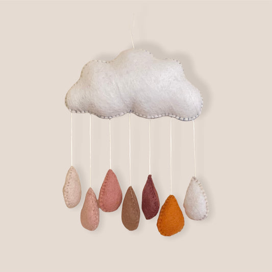 Earth Tone Rainbow Raindrops Nursery Mobile