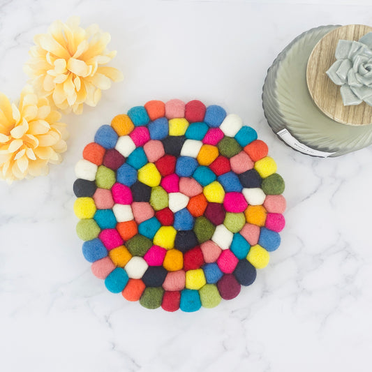 Rainbow Felt Ball Trivet