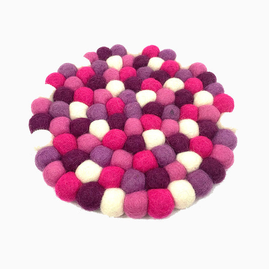 Pink and Purple Felt Ball Trivet