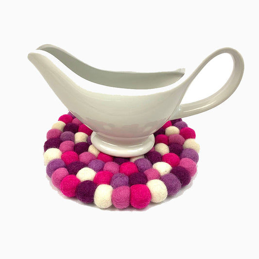 Pink and Purple Felt Ball Trivet