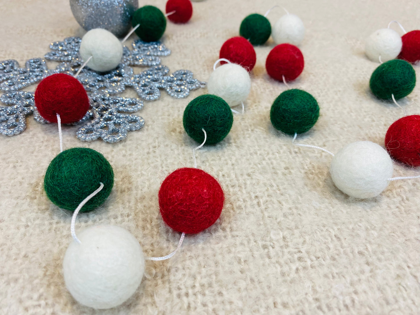 Holiday Decor Felt Ball Garland