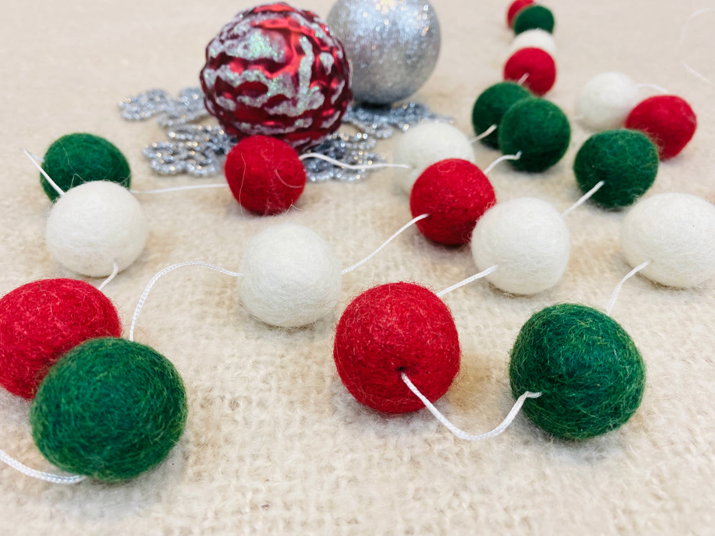 Holiday Decor Felt Ball Garland