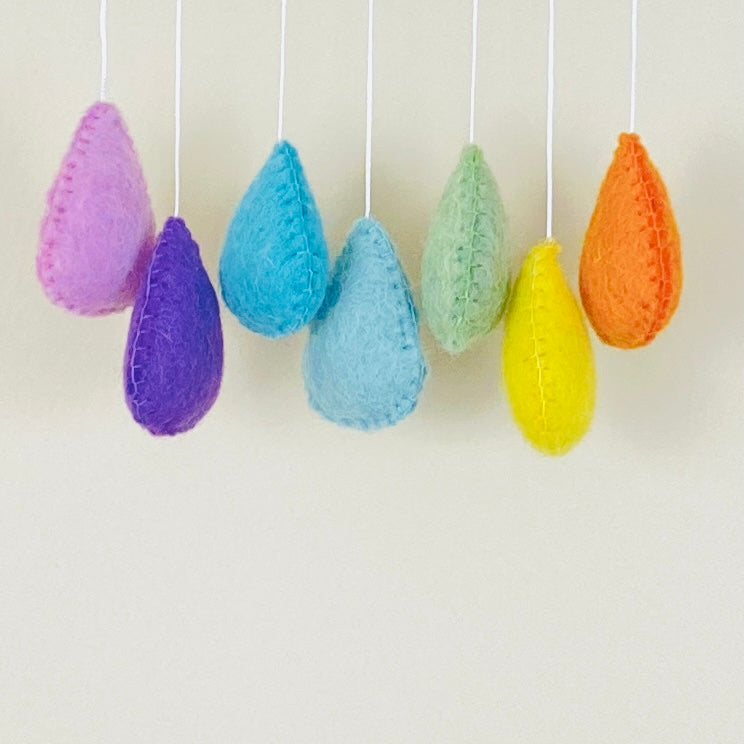 Pastel Rainbow Raindrops Nursery Mobile